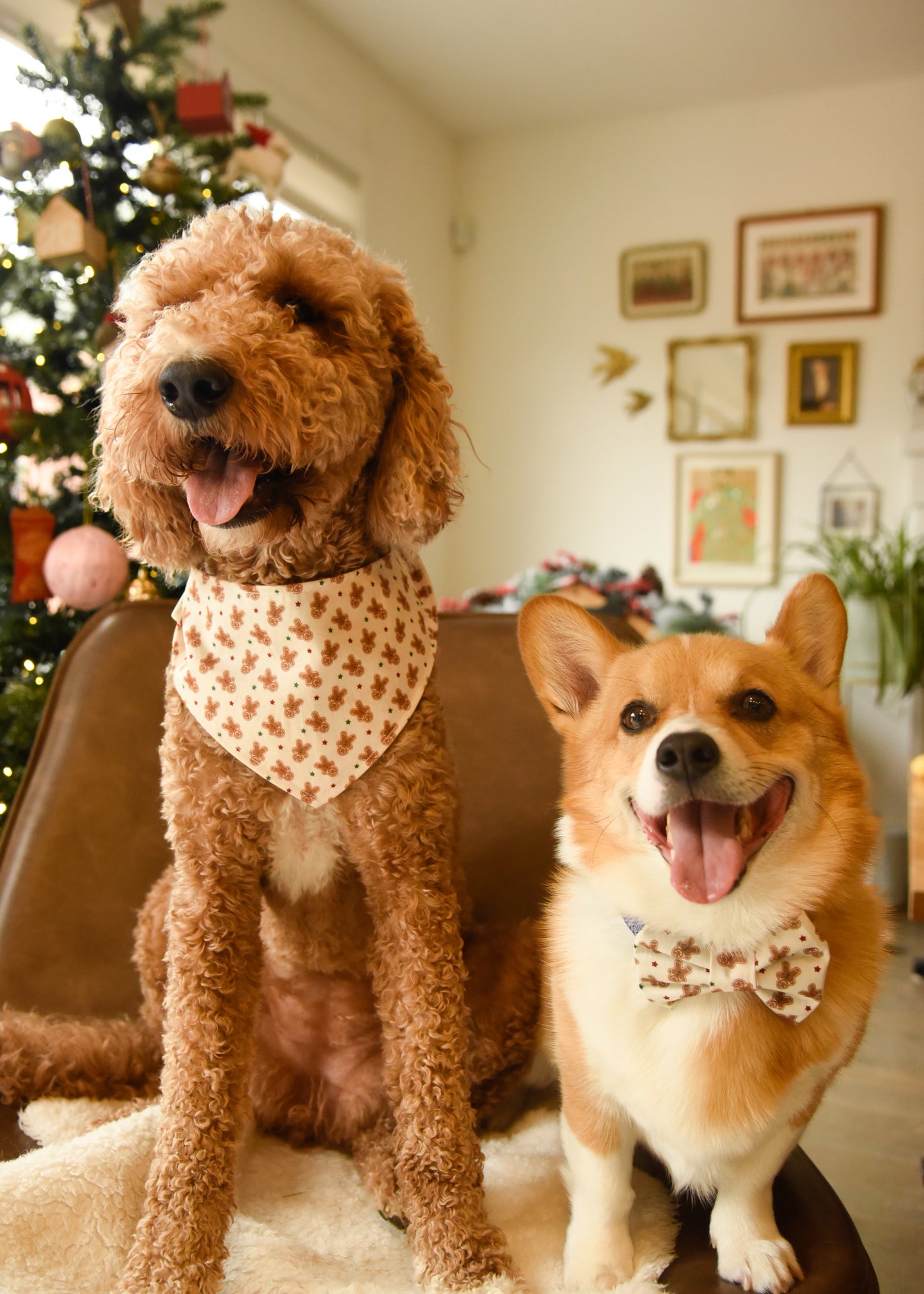 Gingerbread/Snowflake Christmas Reversible Dog Bandana