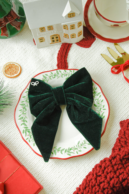 Holiday Green Velvet Sailor Bow
