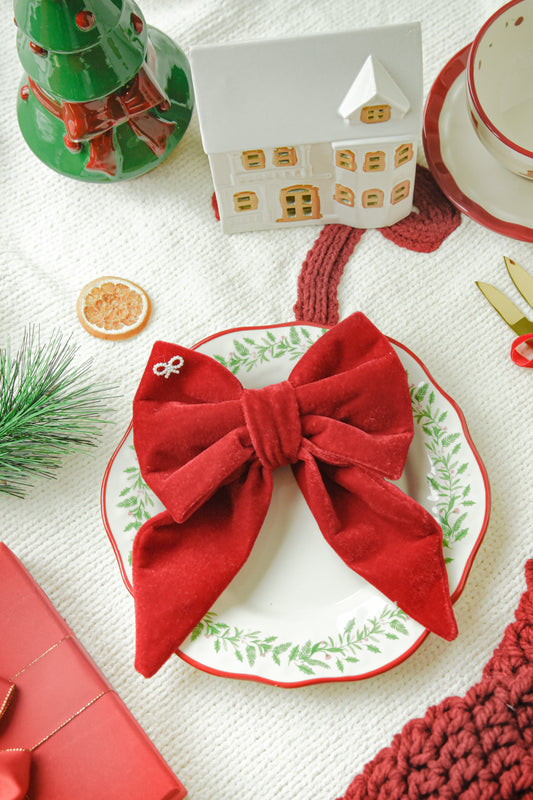 Holiday Red Velvet Sailor Bow