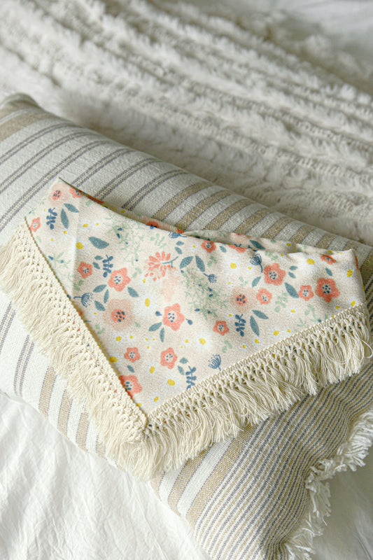 Spring Garden Floral Dog Tassel Bandana