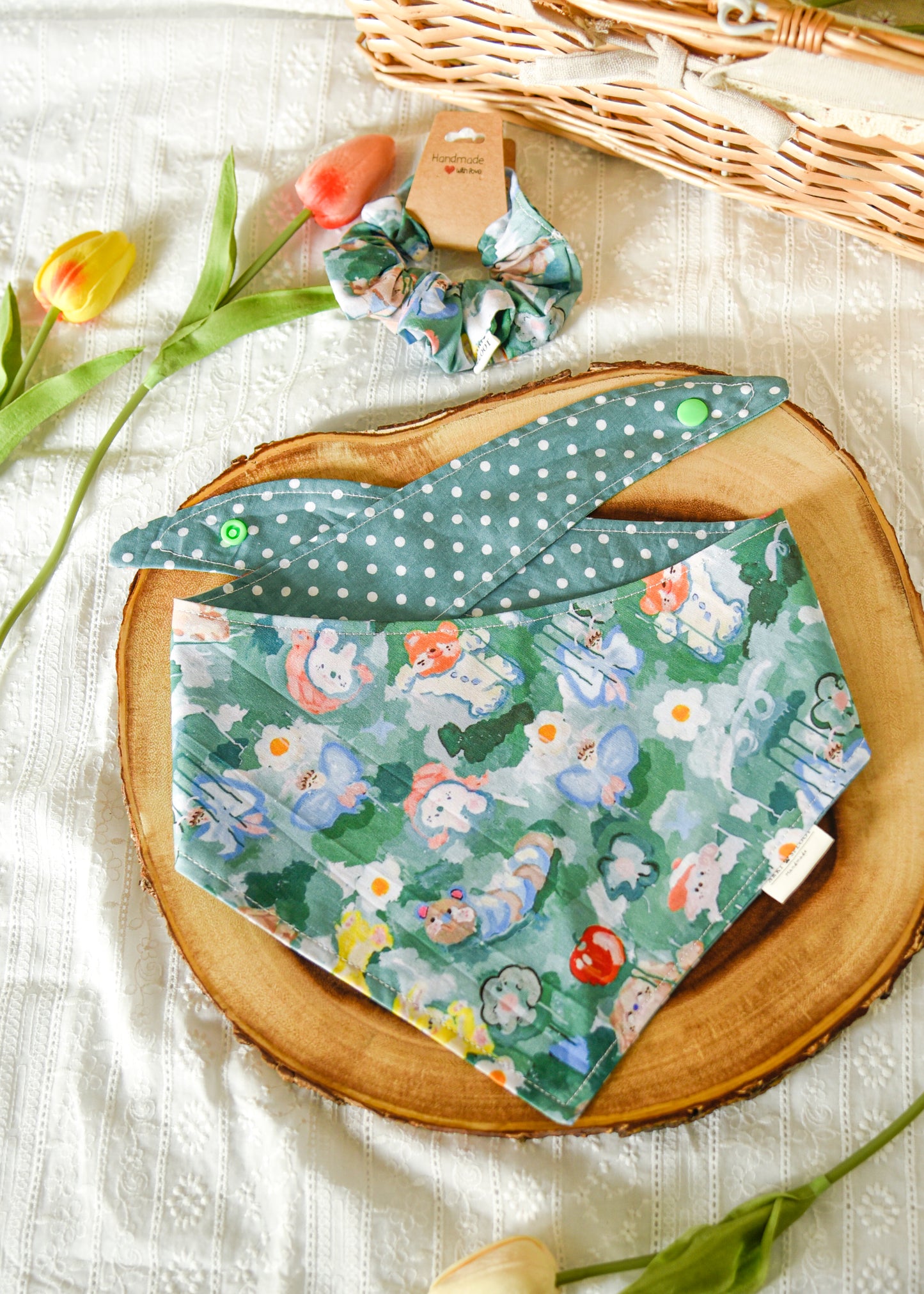 The Fairytale Forest Reversible Bandana | Snap-On Cotton Pet Scarf