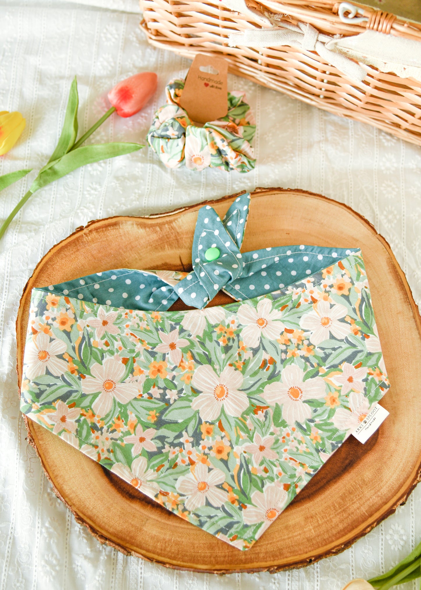 The Sage Garden Reversible Bandana | Snap-On Cotton Pet Scarf