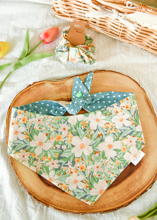 The Sage Garden Reversible Bandana | Snap-On Cotton Pet Scarf