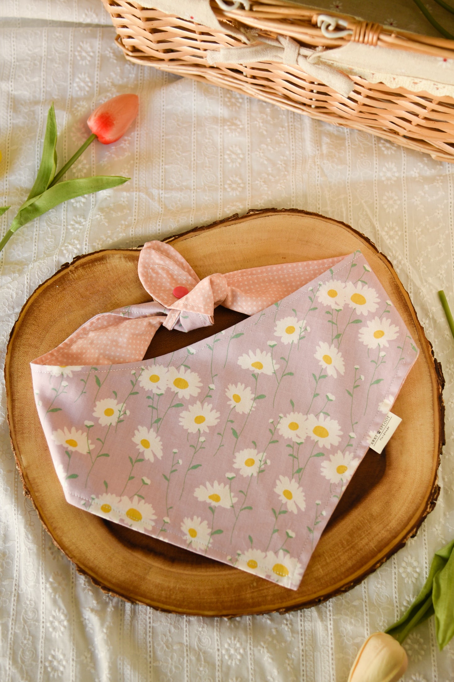 The Lavender Daisy Bandana | Snap-On Cotton Pet Scarf