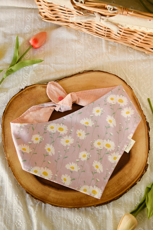 The Lavender Daisy Bandana | Snap-On Cotton Pet Scarf