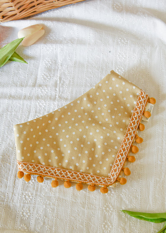 Latte Polka Dot Pom Pom Pet Bandana