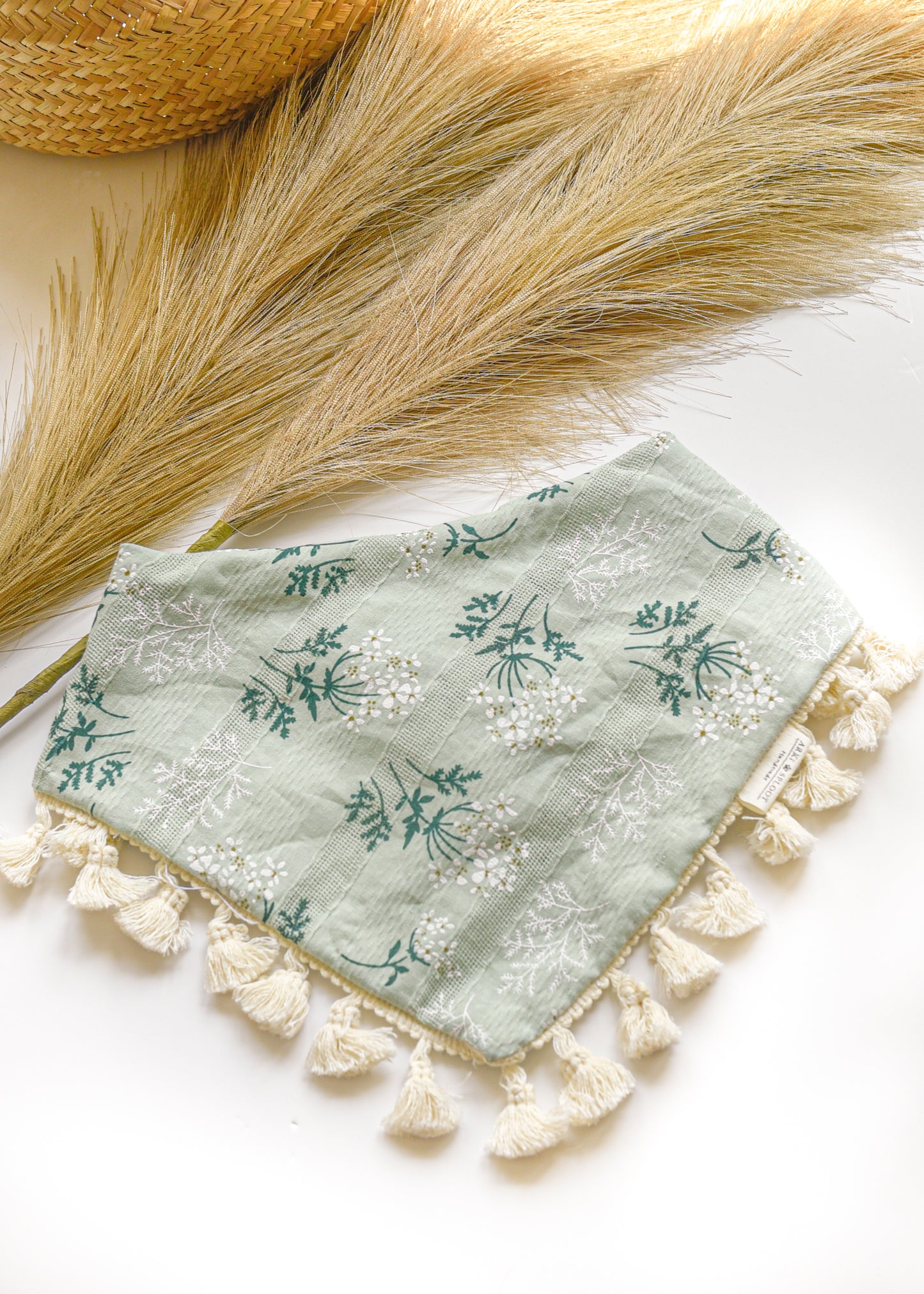 Floral Dog Bandana: Cotton Tassel Fringe, Boho Style